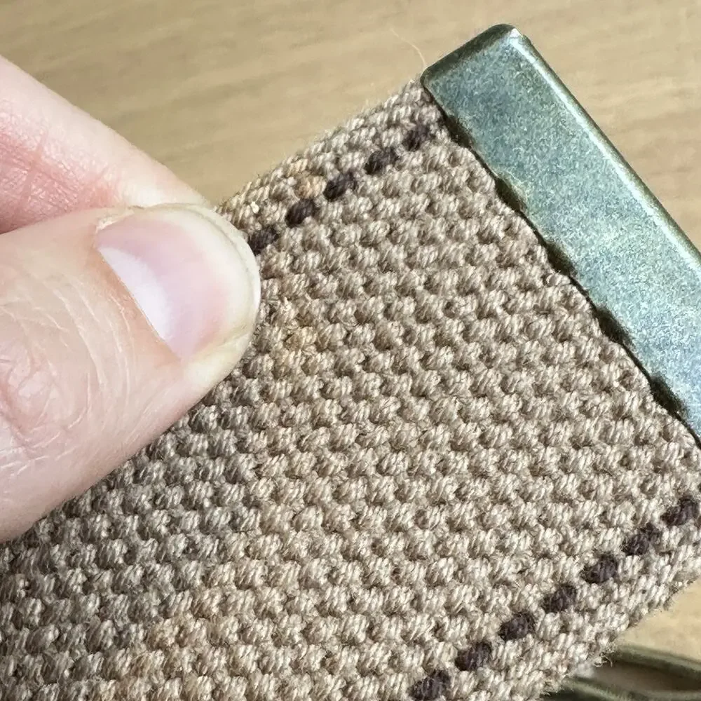Vintage Y2K 90s 100% Cotton Canvas Woven Belt M Tan/Brass Boho Western Indie